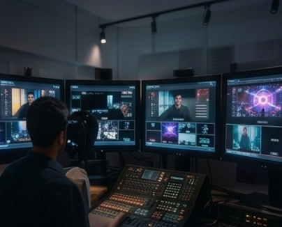 Multi camera mixing console with live video feeds
